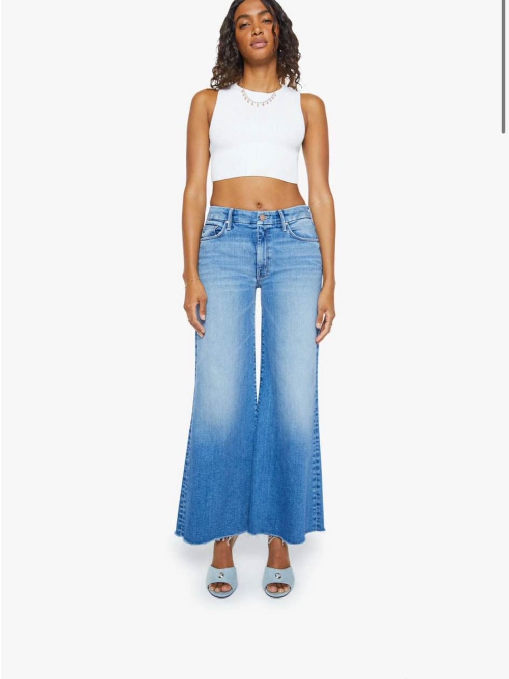 MOTHER The roller fray wide legged crop jeans